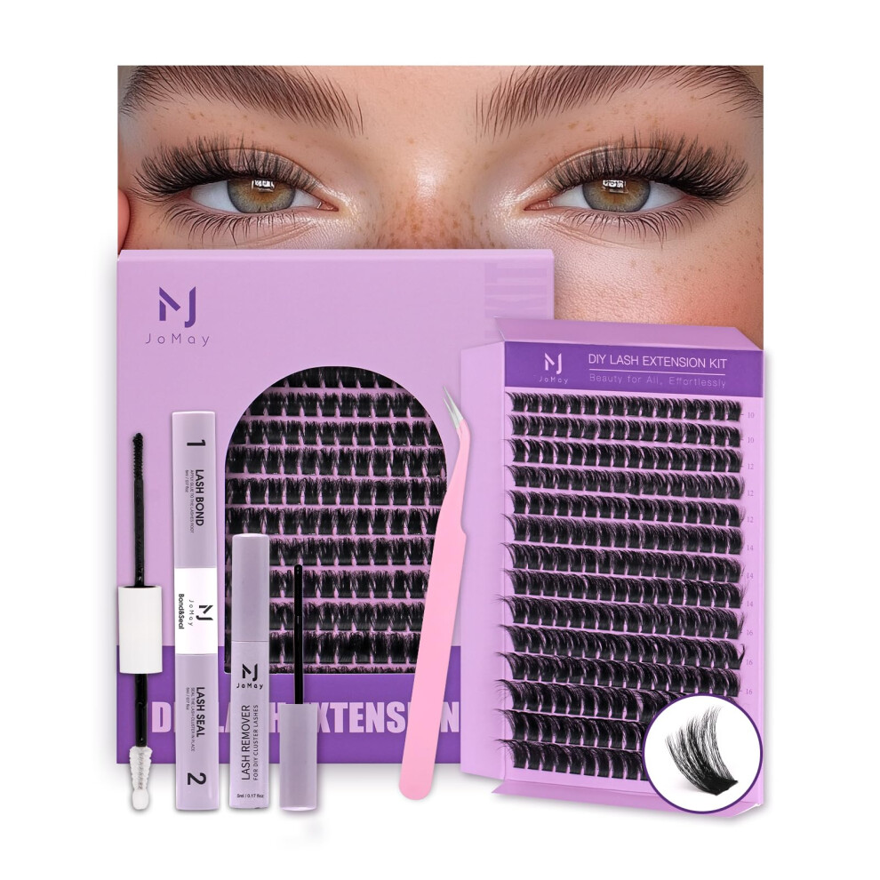 M J Jomay Fluffy Lash Clusters 280Pcs Eyelash Extension Kit Thick 100D Volume Cluster Lashes Extension Kit With Bond And Seal For Individual Lashes Diy Lash Ex