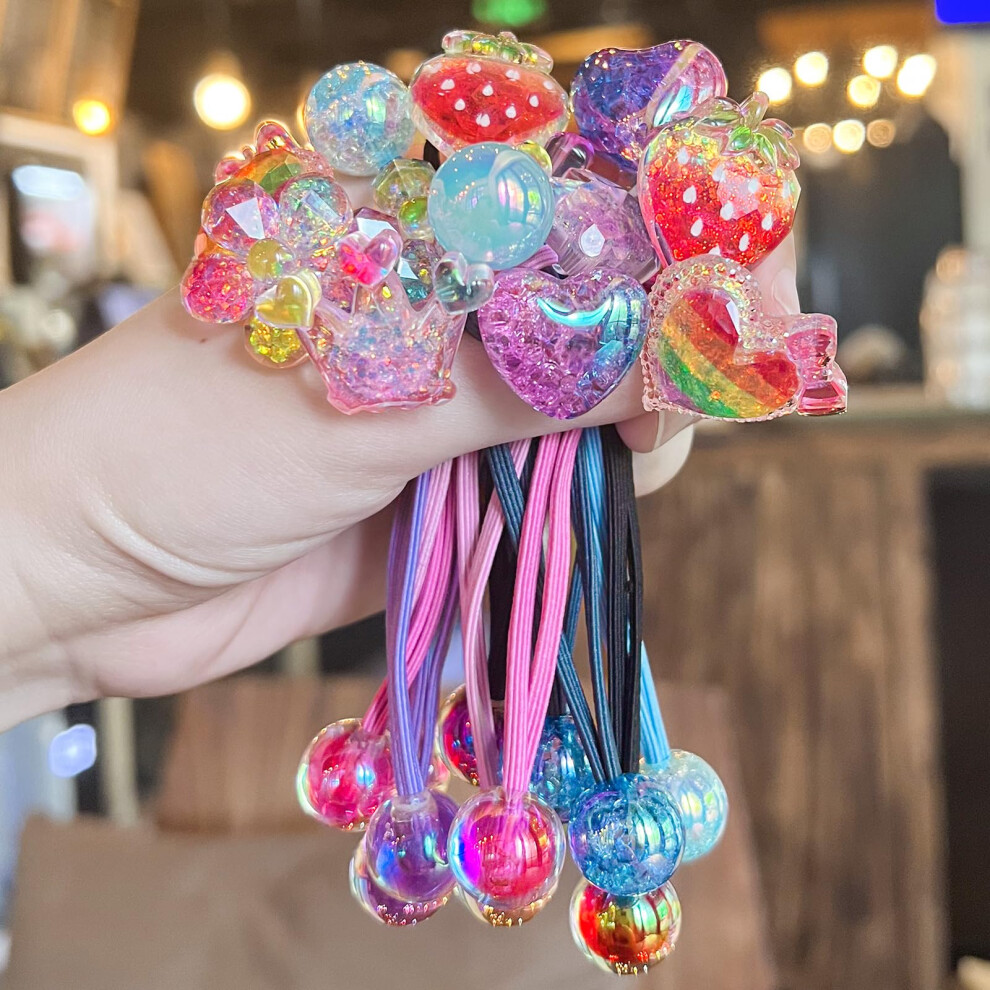 Liyazhil 12Pcs Ball Charm Hair Ties For Little Girls Colored Camellia Bead Rubber Band Bubble Hair Ties With Balls No Damage Ponytail Holders For Toddler Gir