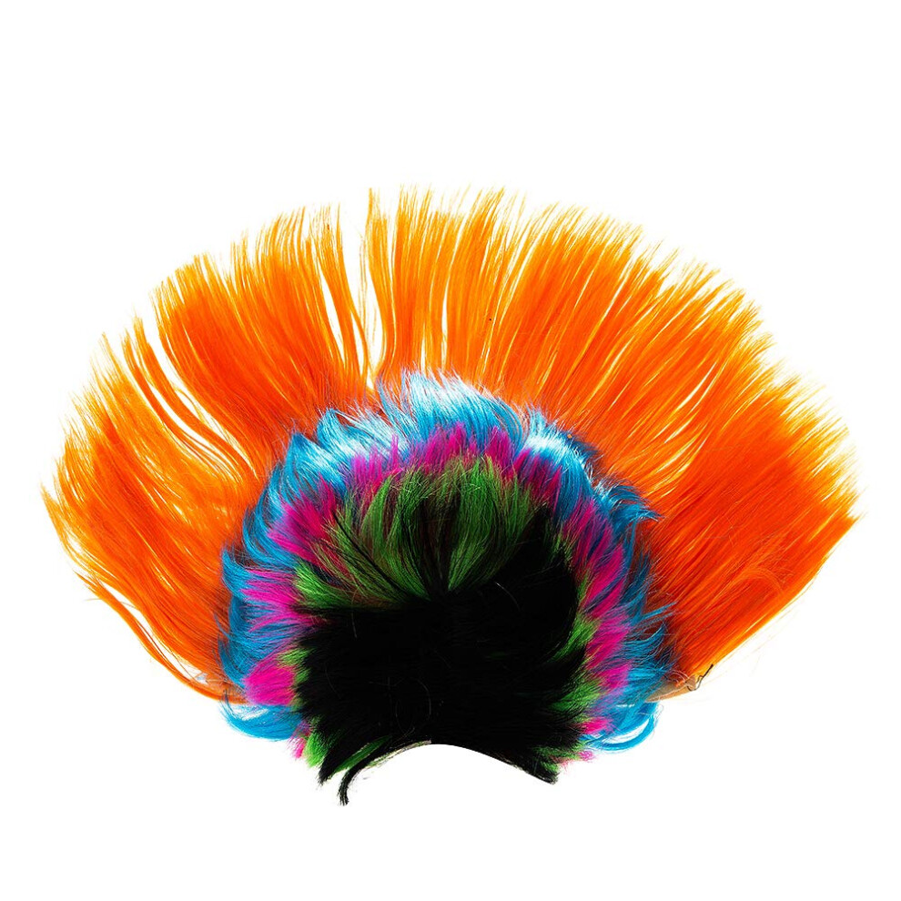 Easyinsmile Unisex Orange Rainbow Mohawk Wig Hallowmas Masquerade Punk Mohican Hairstyle Cockscomb Hair Cosplay Wig (Orange)
