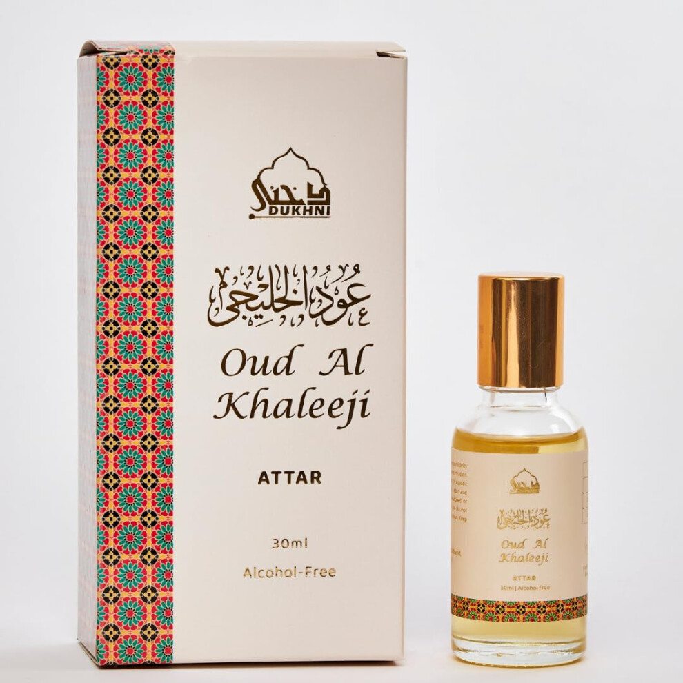 Dukhni Oud Al Khaleeji Attar Oil Arab Perfume Oils For Men And Women | 30Ml Pure Roll On Perfume Scents | Arabian Oudh Oil Fragrances | Eid Ramadan G