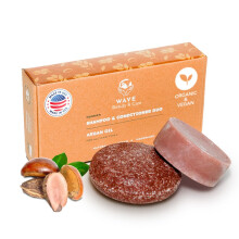 Wave Argan Oil Shampoo bar & Conditioner Bar Set - Veganistisch en sulfaatvrij - Handgemaakte hydraterende stevige repen voor alle haartypes - Handig