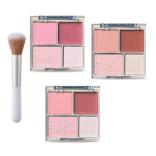 3 stk 4 farver Blush Palette til Kinder med Make Up Brush Face Mat Contour Blush Makeup Palette Bygbar shimmer Ansigts Cheek Blusher Shades Blend