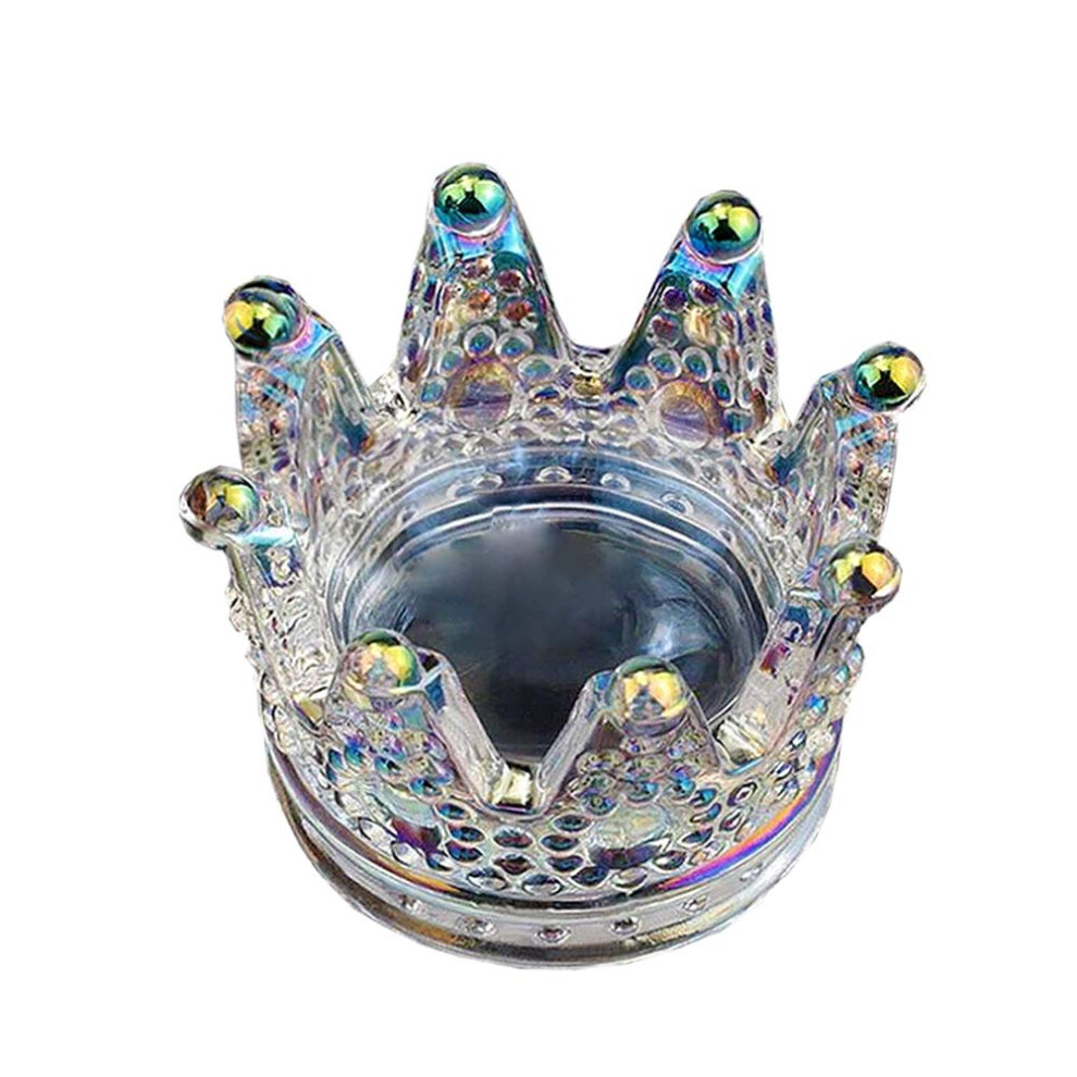 Luzen 1Pc 2 In 1 Crown Shape Nail Art Dappen Dish & Nail Pen Holder, Glass Nail Art Acrylic Liquid Powder Dapping Dish Crystal Cup Bowl Glassware Tool For N
