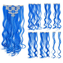 SWACC Dames 20 inch krullend volledig hoofd 7 afzonderlijke stukken hittebestendigheid synthetisch haar clip in haarextensies (off zwart-1B)