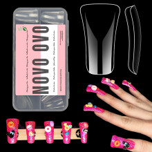 NOVO OVO 120 kpl Full Cover Duck Feet Nail Tips Press On Akryylikirkas Keski/Pitk Peitto Flare Y2K Vibe Leve Ranskalainen Pehme Geeli tekokynsien