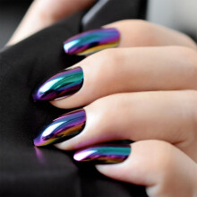 CoolNail Ballerine Cercueil Ongles Miroir Chrome Faux Ongles Rflexion Solide Effet Miroir Magique Vert Violet Holo Faux Ongles Conseils