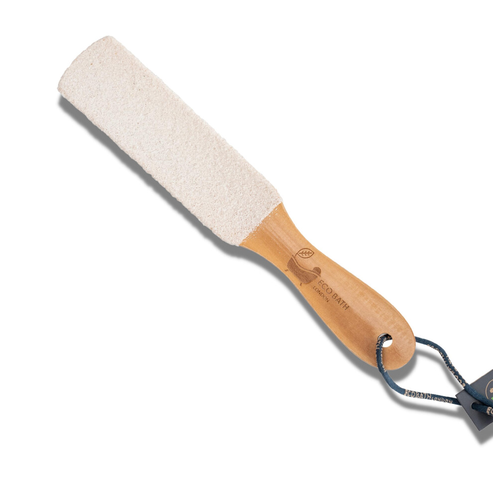 Eco Bath London White Natural Pumice Foot File Hard Skin Remover For Women And Men - Callus & Dead Skin Remover For Feet With Wood Handle (White)