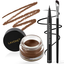Conjunto de Delineadores LAVONE - Kit de Maquilhagem à Prova d'Água com Lápis Líquido, Gel e Pincel Angulado