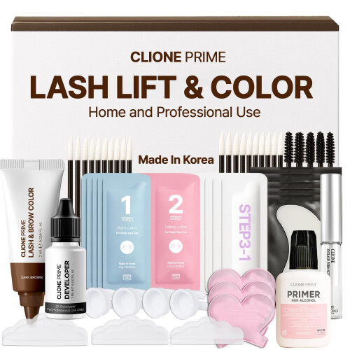 CLIONE PRIME Kit de Lifting e Tinta para Pestanas e Sobrancelhas em Casa