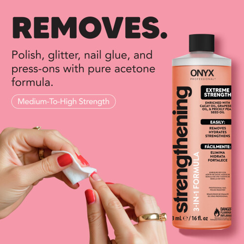 Removedor de Esmalte Fortalecedor 3 em 1 Onyx com Lima de 7 polegadas, 16 fl oz 2