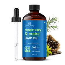Botanic Hearth Rozenmarijn & Castor Haarolie met Zijde-eiwit - 100% Natuurlijke Olie - 5 in 1 Zorg - Niet Plakkerig, Snel Absorberend