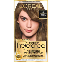 L'Oral Paris Superior Preference Coloration permanente anti-dcoloration + brillance 6 chtain clair, lot de 1 teinture pour cheveux