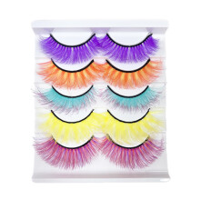 Sznes muszempillk 3D muszempillk muszempillk Bolyhos Halloween Party sminkeszkzk 17-20mm 5 pr sznes rzsaszn szempilla csomag (vegyes sznek