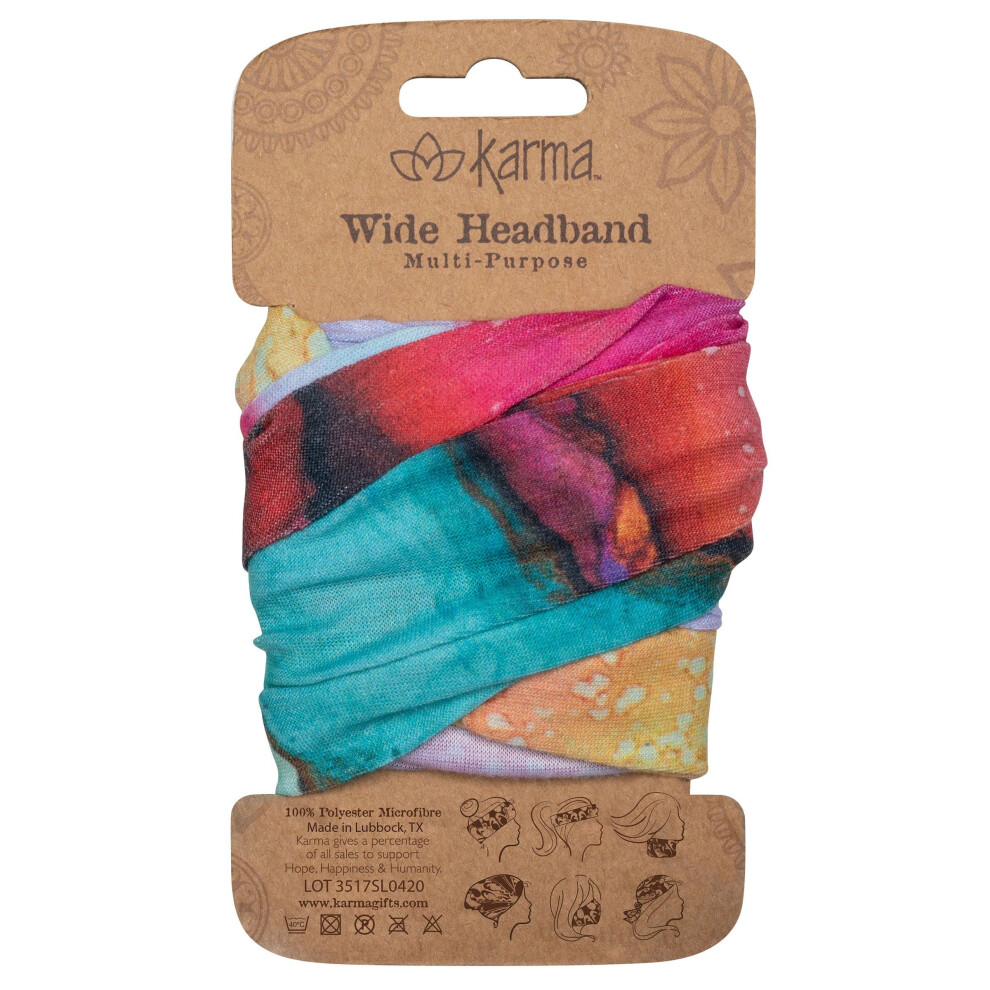 Karma Color Headband For Women - Wide - Fabric Headband And Stretchy Hair Scarf - Color