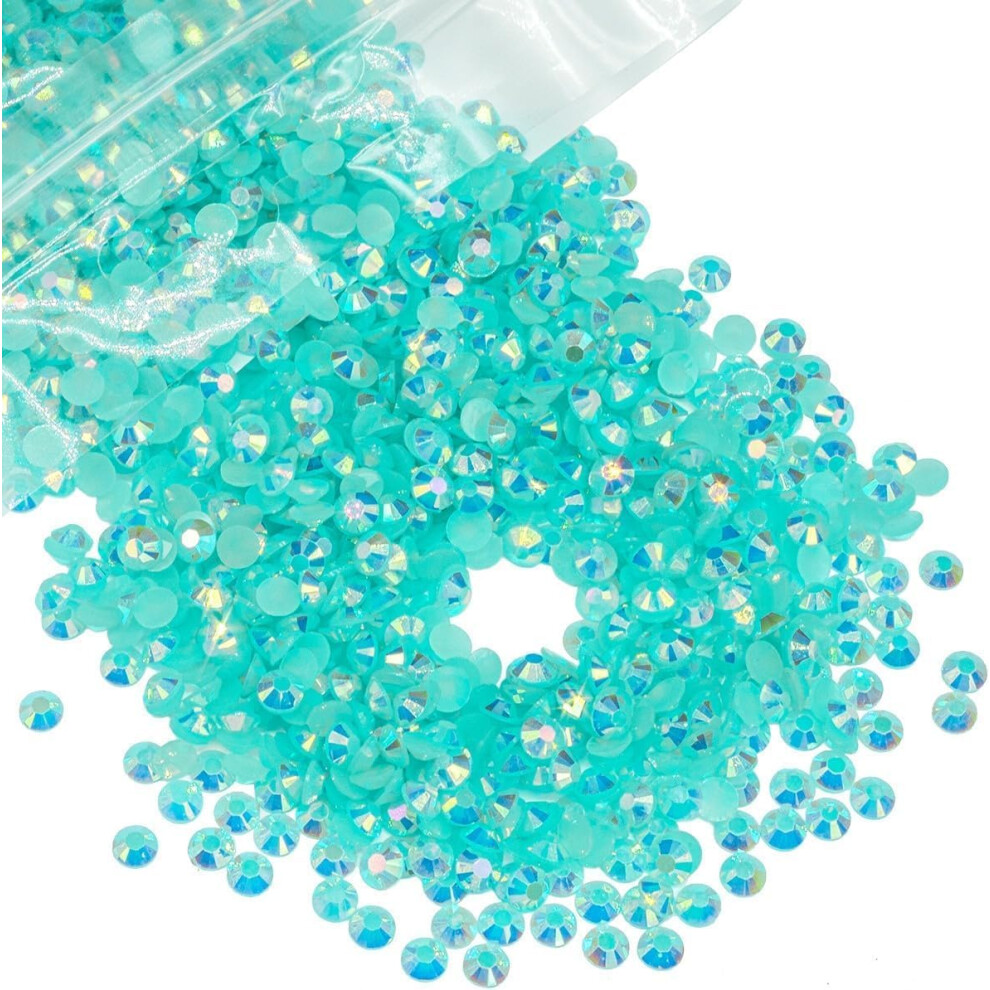 Qiipii Blue 3000Pcs 5Mm Aquamarine Ab Resin Rhinestones For Crafting Ss20 Lake Flatback Jelly Stones Bulk Diamonds Crystals Gems Charms For Nails Face