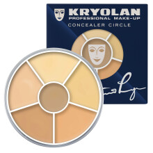 Kryolan Concealer Circle (No.0) - Full Coverage 6-Color Cream Concealer Palette - Color Corrector For Dark Circles - Hides Redness Blemishes & Spots