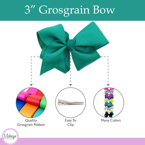Fita de Gorgorão de 3 Polegadas para Meninas - Conjunto de 2 (Verde Teal) 2