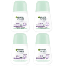 (Frpackning med 4) Garnier Mineral Protection 6 Floral Fresh Scent Anti-perspirant Roll On for Women 4x50ml