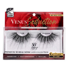 CATTITUDE 3D LASHES Venus Seduction Lashes | 25 mm-es jrafelhasznlhat 100% valdi mink 3D szempillk Bolyhos macskaszem Look Volume Curl Lashes |