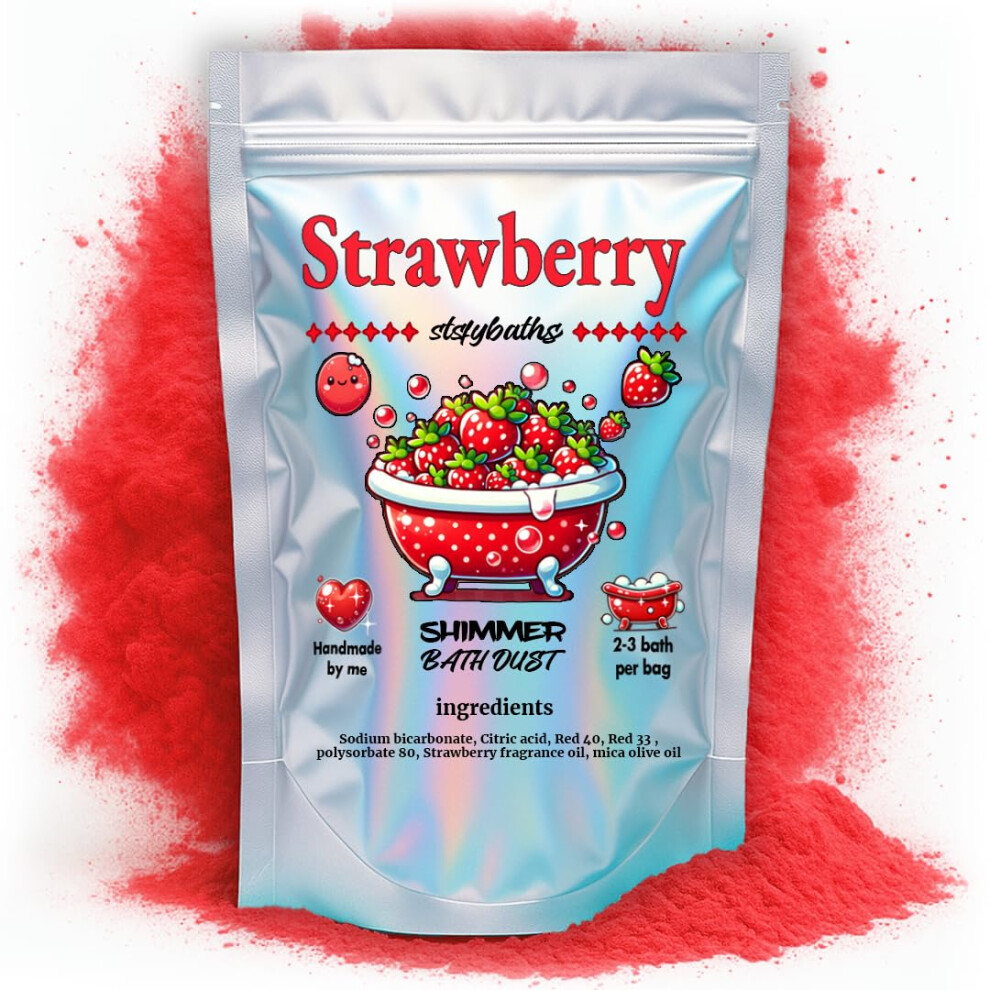 Stsfybaths Red Shimmer Bath Bomb In A Bag - Handmade Cherry Scented Bath Bombs For Women, Kids And Men - Bulk Bathbomb Fizzies Perfect For Boys And Gi