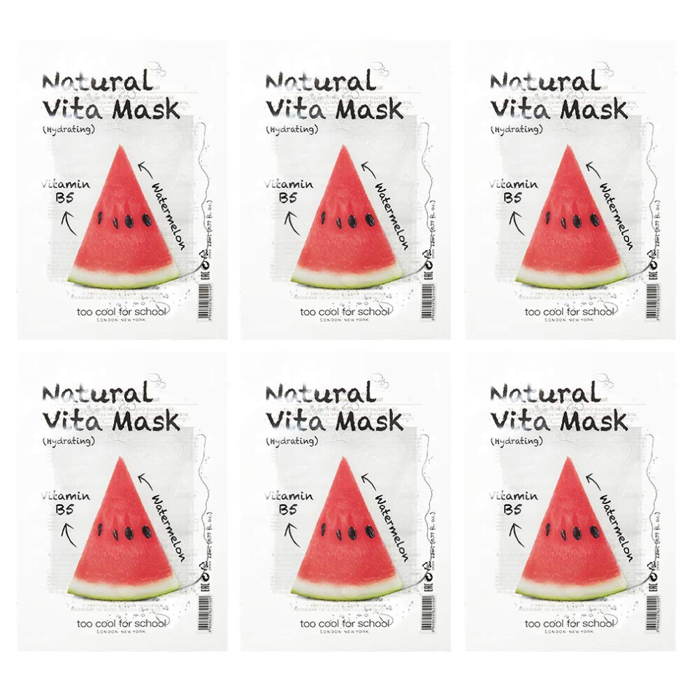 Too Cool For School , Natural Vita Beauty Mask (Hydrating) With Vitamin B5 & Watermelon, 1 Sheet, 0.77 Fl Oz (23 Ml)