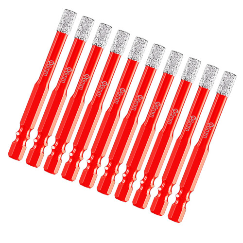 10Pcs Hole Cutter 6mm Diamonds Tile Drill Bit Set for Dry