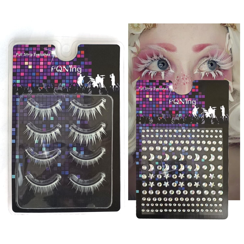 Fqning White False Eyelashes Japanese Anime Elf Lashes Party Cosplay Costume Masquerade (Comic )