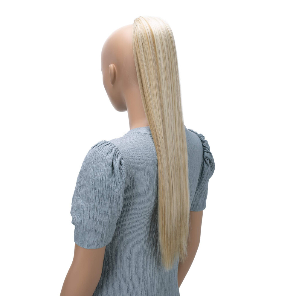 Caisha Unisex 26"""" Longhair Hairpiece Ponytail Extension Drawstring Straigth Heat-Resistant Synthetic Fibres Blonde With Highlights Ph629