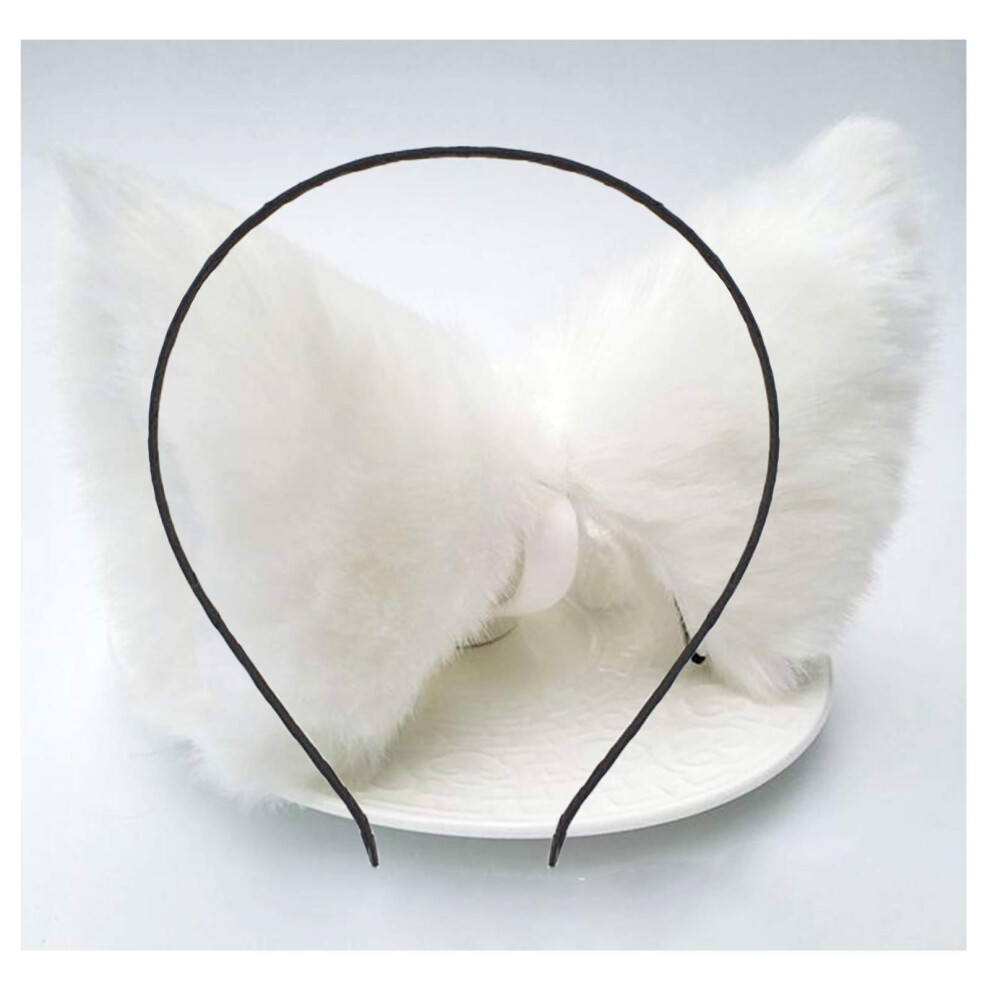 Daljiafa Cat Ears Headband Hair Clips Fox Ears Hair Bands Barrettes Women Furry Kitty Kitten Cat Headpiece Hairband Hair Hoop Halloween Party Decoration Cospl