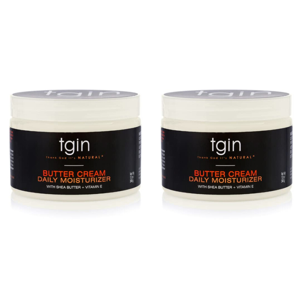 Thank God It's Natur Cream Tgin Butter Daily Moisturizer Duo For Natural Dry Curly Hair - Type 3C And 4C - Styler - 12 Oz - 2 Pack