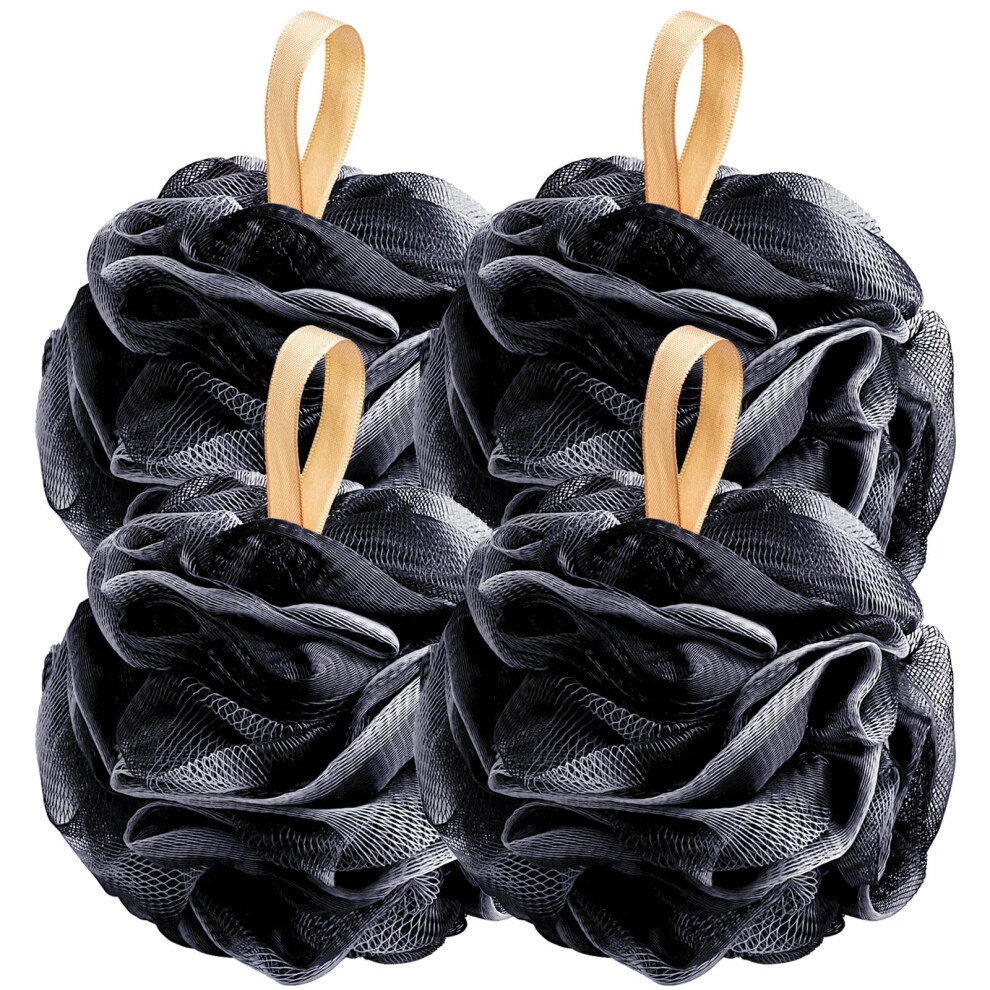 Fishent Loofah Bath Sponge Shower Loofahs 4 Pack Soft Loofa Exfoliating Body Scrubber Mesh Shower Puff Pouf Ball Luffa For Men And Women(50G/Pcs) (B