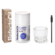 RefectoCil Hellbraun (Nr. 3.1) Haartönungsset enthält Creme-Haarfärbemittel + flüssiges Oxidationsmittel 3 % + Mischpinsel und Mischschale