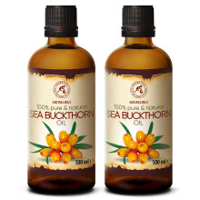 Havtornsolja (2-pack av 2 x 3.4oz) 6.8oz - Kallpressad - Ren & Naturlig - Hippophae Rhamnoides - Bärolja