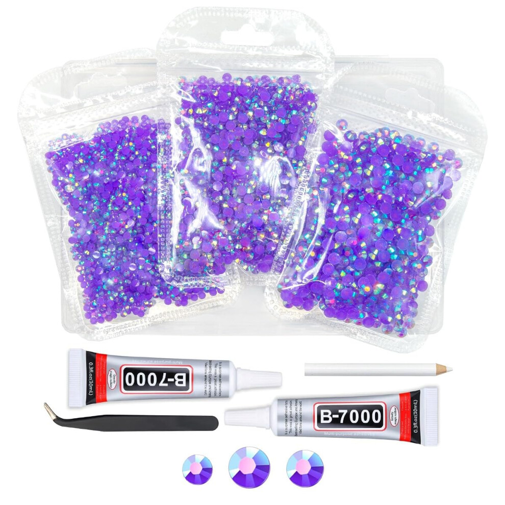 Qiipii Dark/Purple Ab Resin Rhinestones W B7000 Jewelry Glue For Bedazzling Crafting 3Mm 4Mm 5Mm Violet Flatback Jelly Stones Bulk Ss10 Ss16 Ss20 Dia