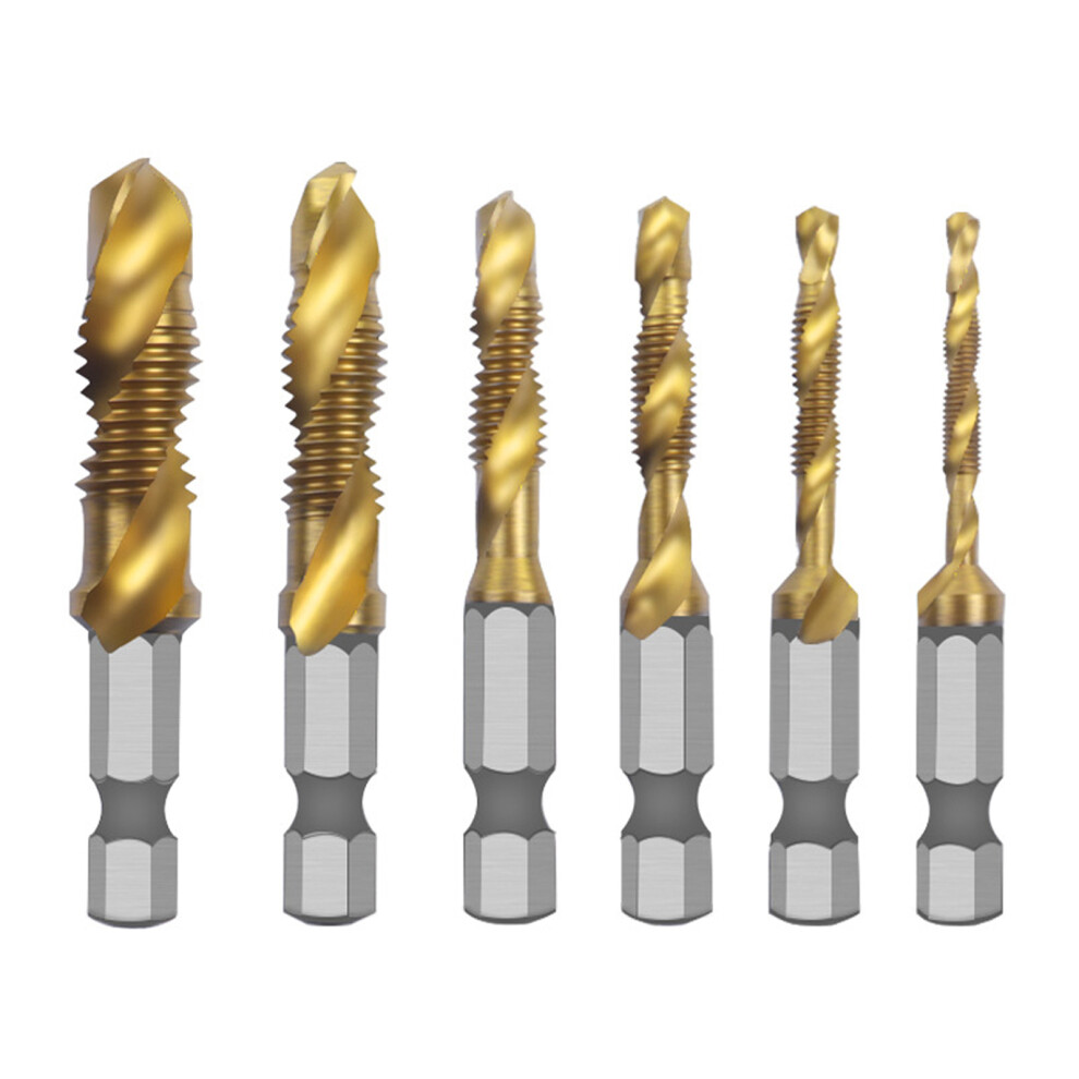 Heavy Duty Titaniums Coated Spirals Flute Tapping Bit-6 Packs 7696000231747