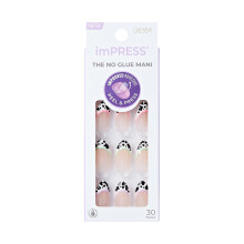 KISS imPRESS No Glue Mani 30 stuks Press On Nails Medium Squoval Design Nail Zwart-wit gestippeld Zebra Animal Print Eenvoudig Peel & Press Gemakkeli