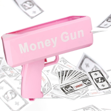 Pink Money Spray Gun - Party Shooter Toy &amp; Notes