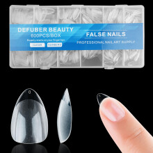 Half matte korte amandel nep-nageltips Zachte gel voorgevormde nageltips Volledige dekkende kunstnagels met doorzichtige doos voor nagelsalons en doe