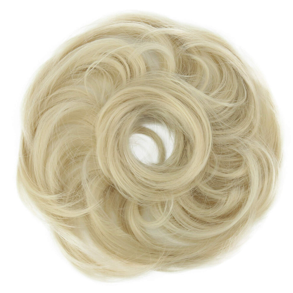 Caisha Unisex Light Synthetic Fiber Hairpiece Scrunchie Scrunchy Updo Slightly Wavy Blonde Mix G17b