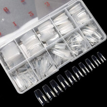 krofaue 500 STKS Heldere Kunstnagels Tips - Half Cover Lady Franse Stijl Acryl Kunstmatige Tip Manicure met Doos met 10 Maten voor Nageltips Kunstsal
