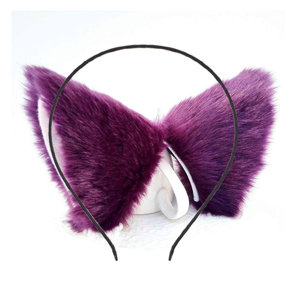 Daljiafa Cat Ears Headband Hair Clips Fox Ears Hair Bands Barrettes Women Furry Kitty Kitten Cat Headpiece Hairband Hair Hoop Halloween Party Decoration Cospl