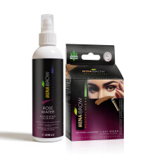 MinaiBrow Kit de Coloração Castanho Claro | Pó para Sobrancelhas com Água de Rosa Natural