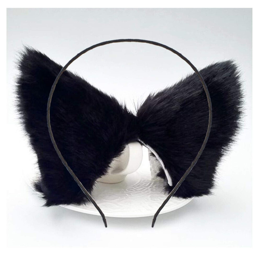 Daljiafa Cat Ears Headband Hair Clips Fox Ears Hair Bands Barrettes Women Furry Kitty Kitten Cat Headpiece Hairband Hair Hoop Halloween Party Decoration Cospl
