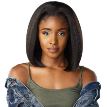 Sensationnel Curls Kinksandco Half Wig - Top Babe Instant Weave Trekkoordkap voor natuurlijke 3C tot 4C haartexturen (1 JETBLACK)