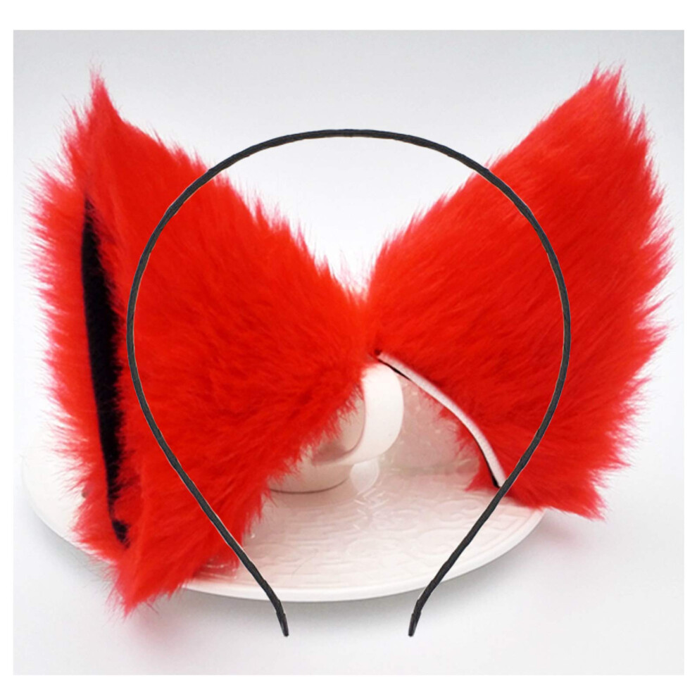 Daljiafa Cat Ears Headband Hair Clips Fox Ears Hair Bands Barrettes Women Furry Kitty Kitten Cat Headpiece Hairband Hair Hoop Halloween Party Decoration Cospl