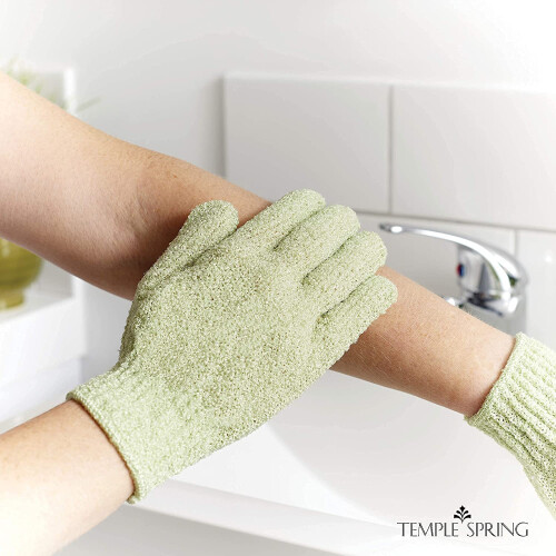 Temple Spring Exfoliërende Handschoen, Rayon Bamboe Lichaamsscrubber 2