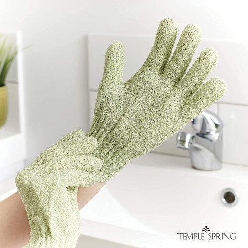 Temple Spring Exfoliërende Handschoen, Rayon Bamboe Lichaamsscrubber 1