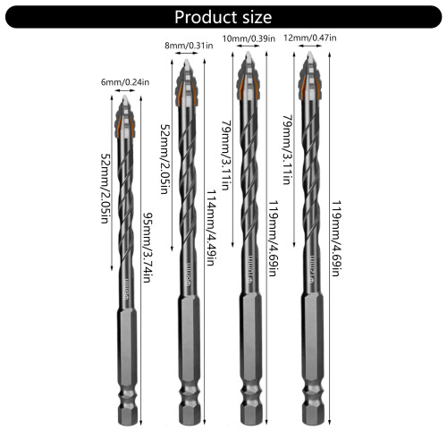 6/8/10/12mm Eccentric Twist Drill Bit High Hardness Skewed-10mm 2
