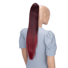 CAISHA 24"" haarstukje paardenstaart clip-on extensie lang haar steil rood mix H620