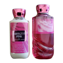 Bath & Body Works Perfect en juego de 2 piezas de lociσn corporal y gel limpiador corporal rosa